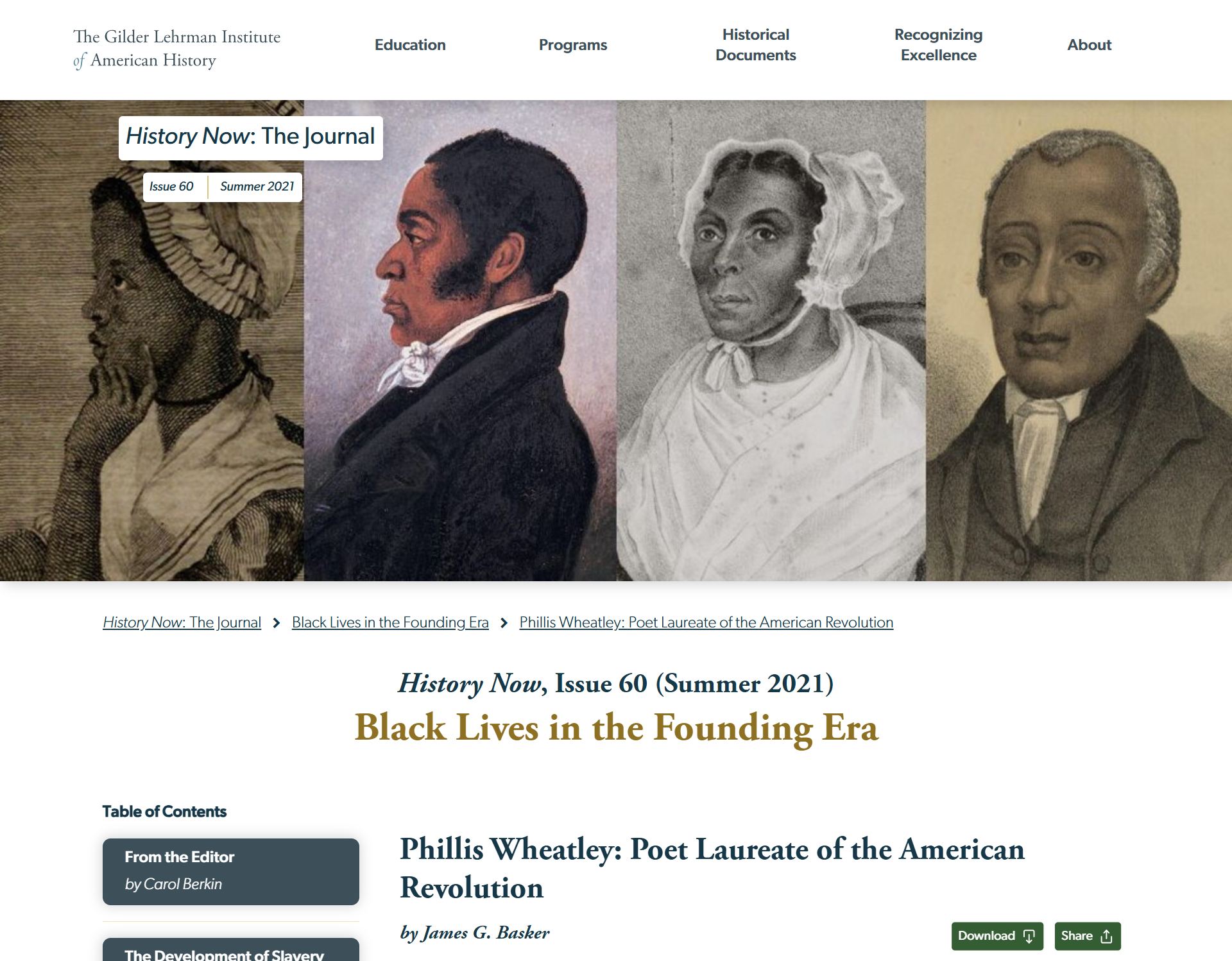 Phillis Wheatley: Enslaved, Woman, and “Poet Laureate of the American Revolution”