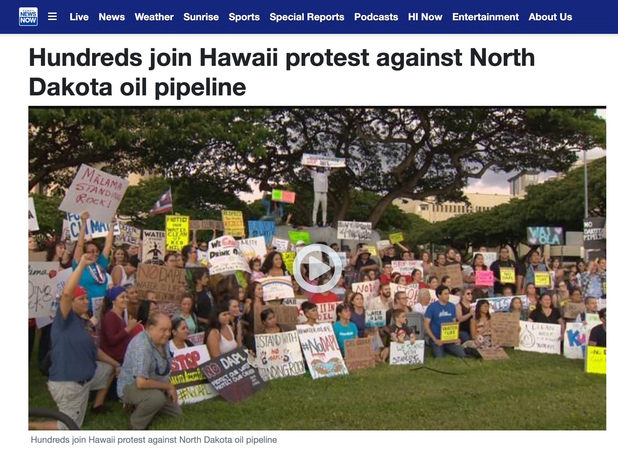 Hundreds join Hawaii protest against North Dakota oil pipeline