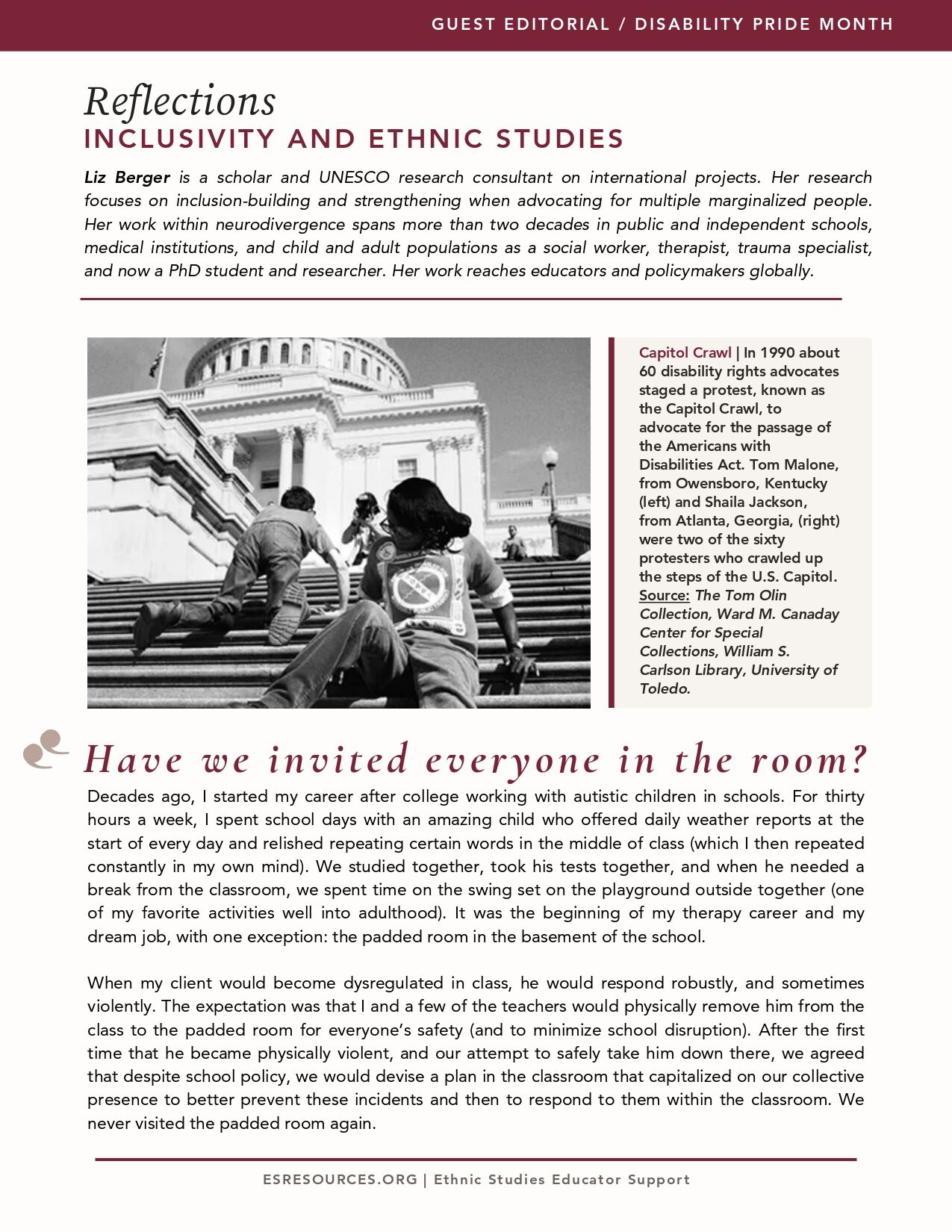 Inclusivity, Neurodivergence, and Ethnic Studies by Liz Berger, MSW, Trauma Specialist, UNESCO Consultant (Issue No. 3, Summer 2026)