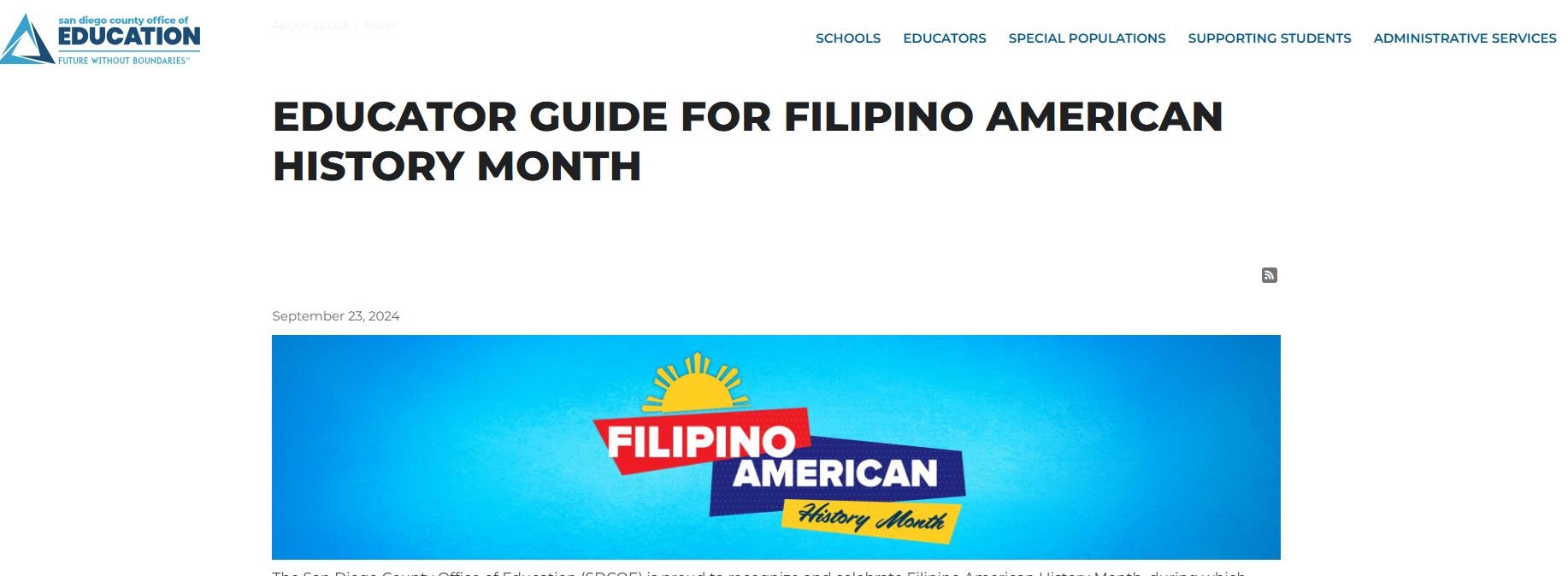 Filipino American History Month (October) – Educator Resources from SDCOE