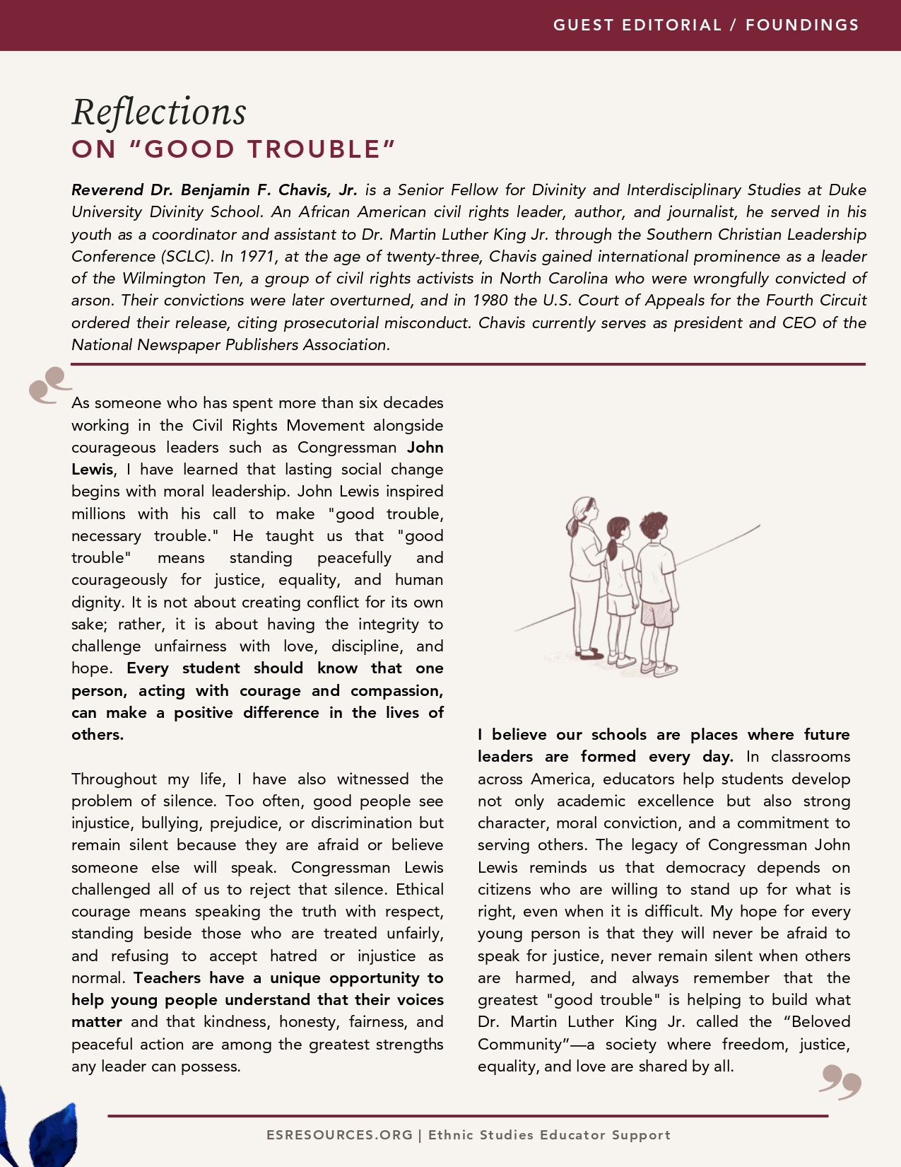 Reflections on Good Trouble by Reverend Dr. Benjamin Chavis, Jr. (Guest Editorial: Issue No. 3, Summer 2026)