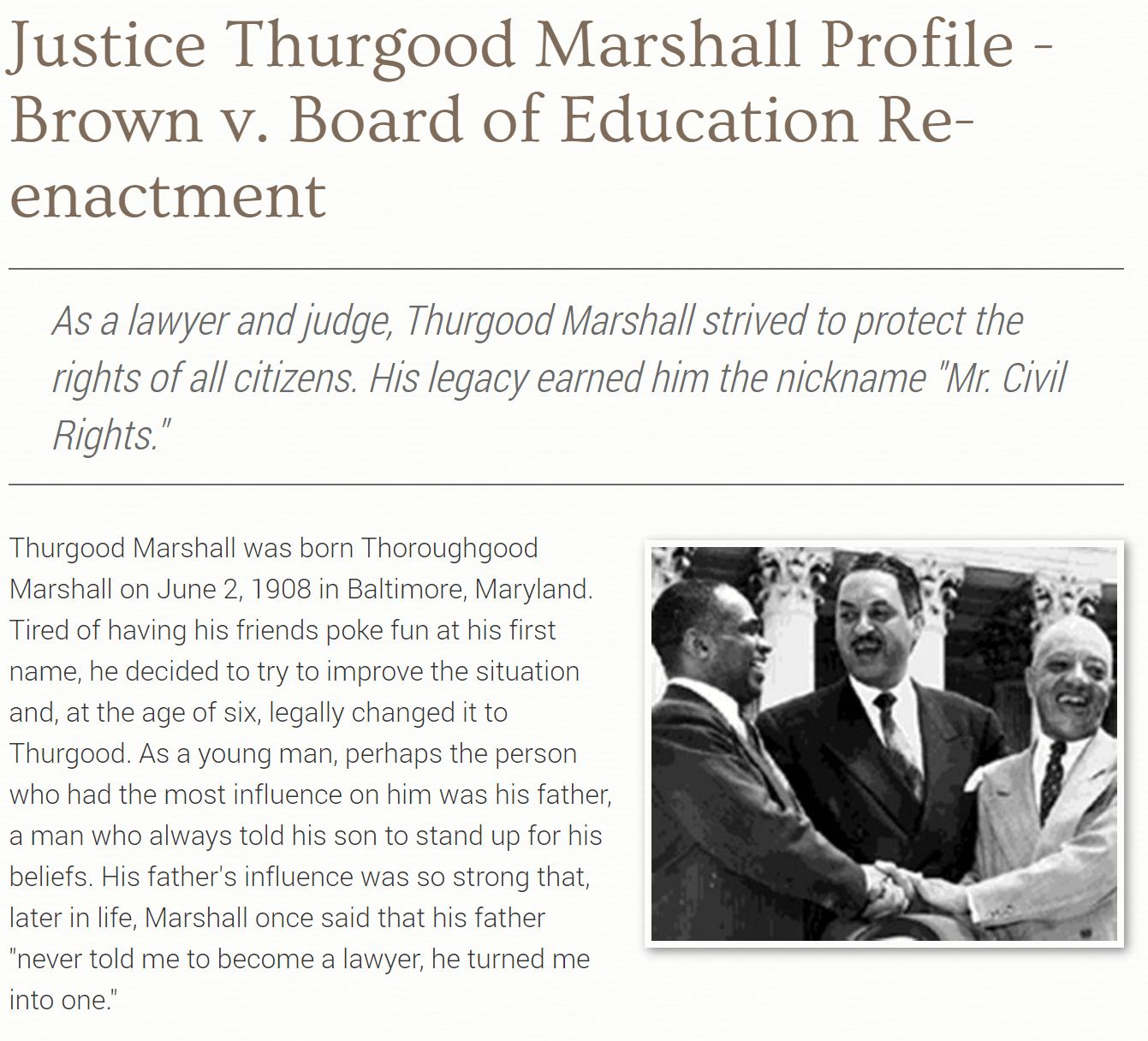 Brown v. Board of Education: A Re-enactment