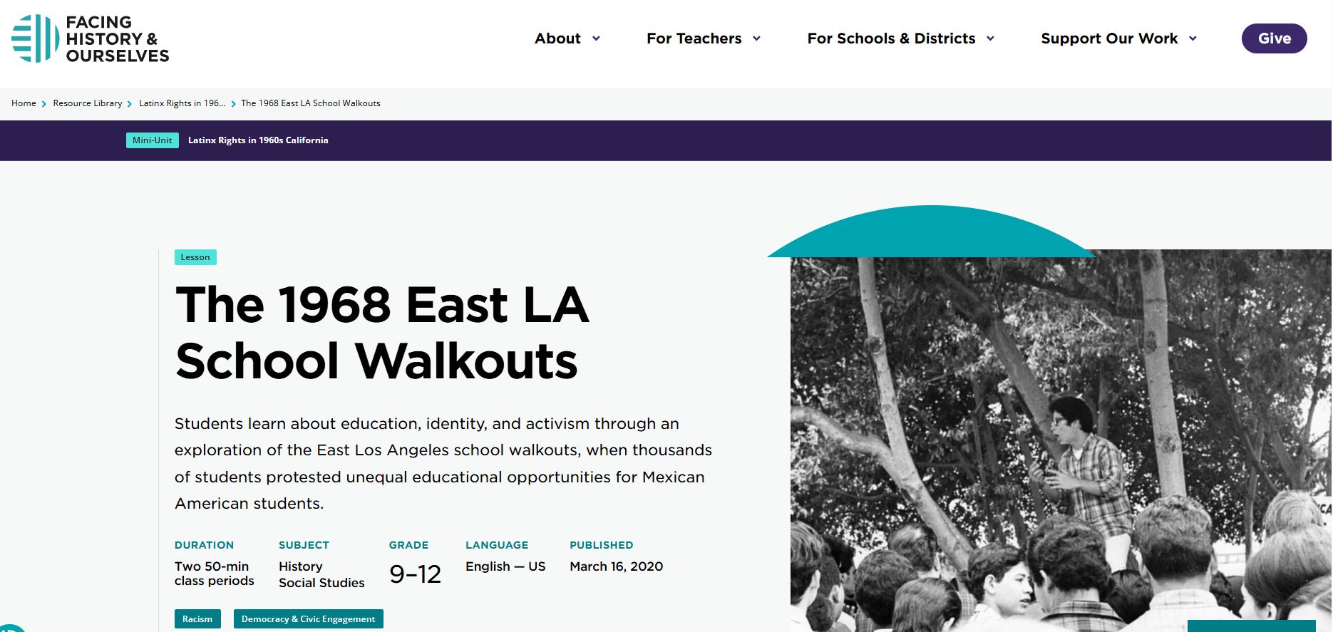 The 1968 East L.A. School Walkouts
