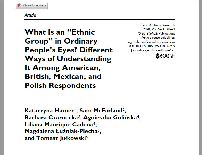 What Is an “Ethnic Group” in Ordinary People’s Eyes? Different Ways of Understanding It Among American, British, Mexican, and Polish Respondents
