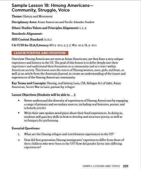 Lesson 18: Hmong Americans— Community, Struggle, Voice