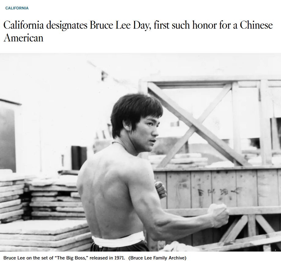 California designates Bruce Lee Day, first such honor for a Chinese American